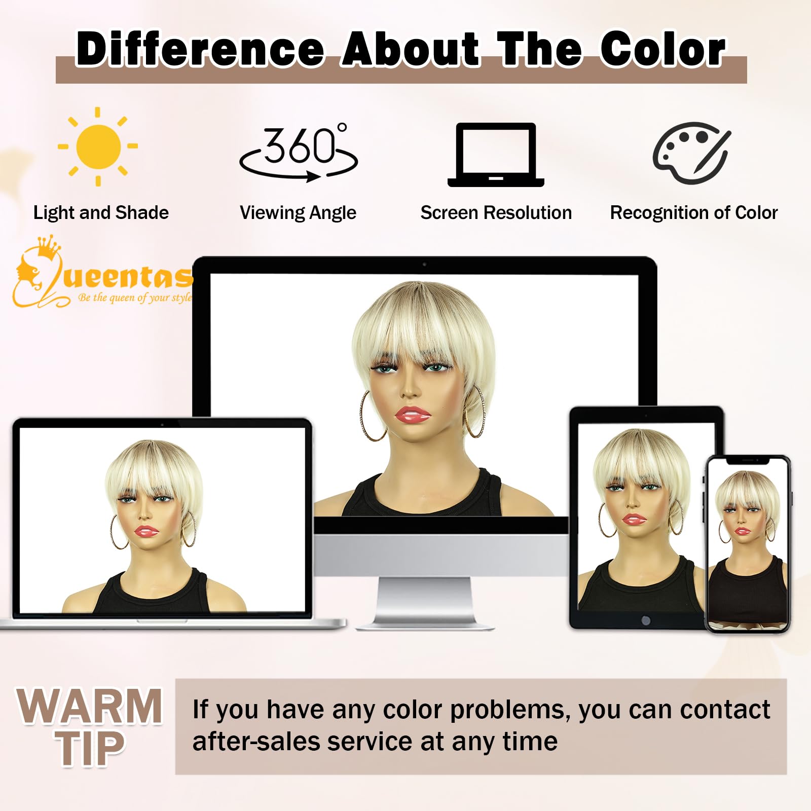 8" Layered Pixie Cut Synthetic Wig for Women Blonde Mixed Brown with Roots
