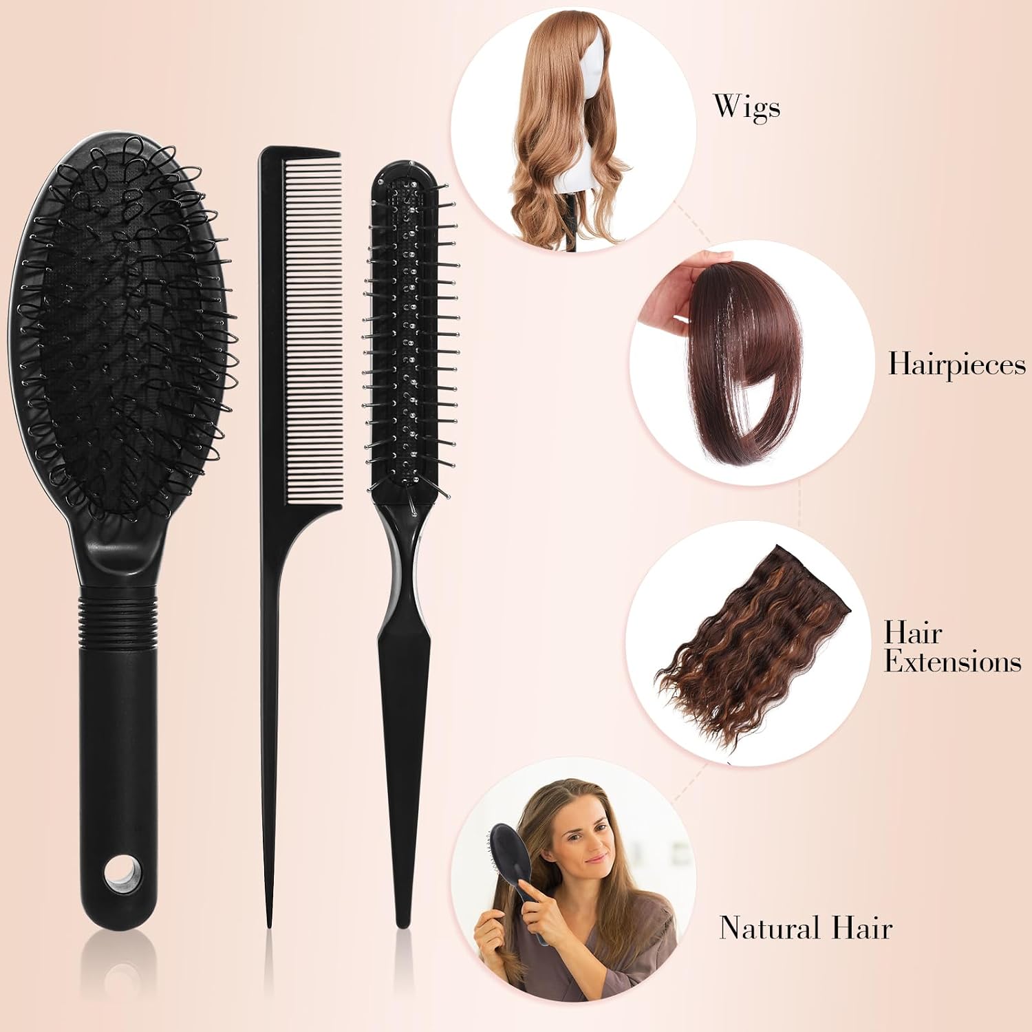 obeoby Wig Stand and Wig Brush Comb Set for Human and Synthetic Hair
