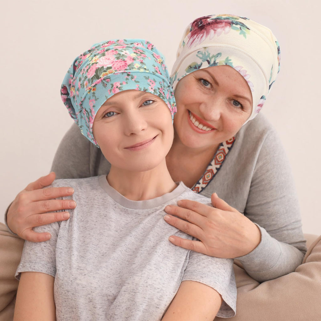 Geyoga 6 Pieces Chemo Headwear Caps for Women Cancer Slouchy Beanies Hats Warm Polyester Turban Hats Stretchy Sleeping