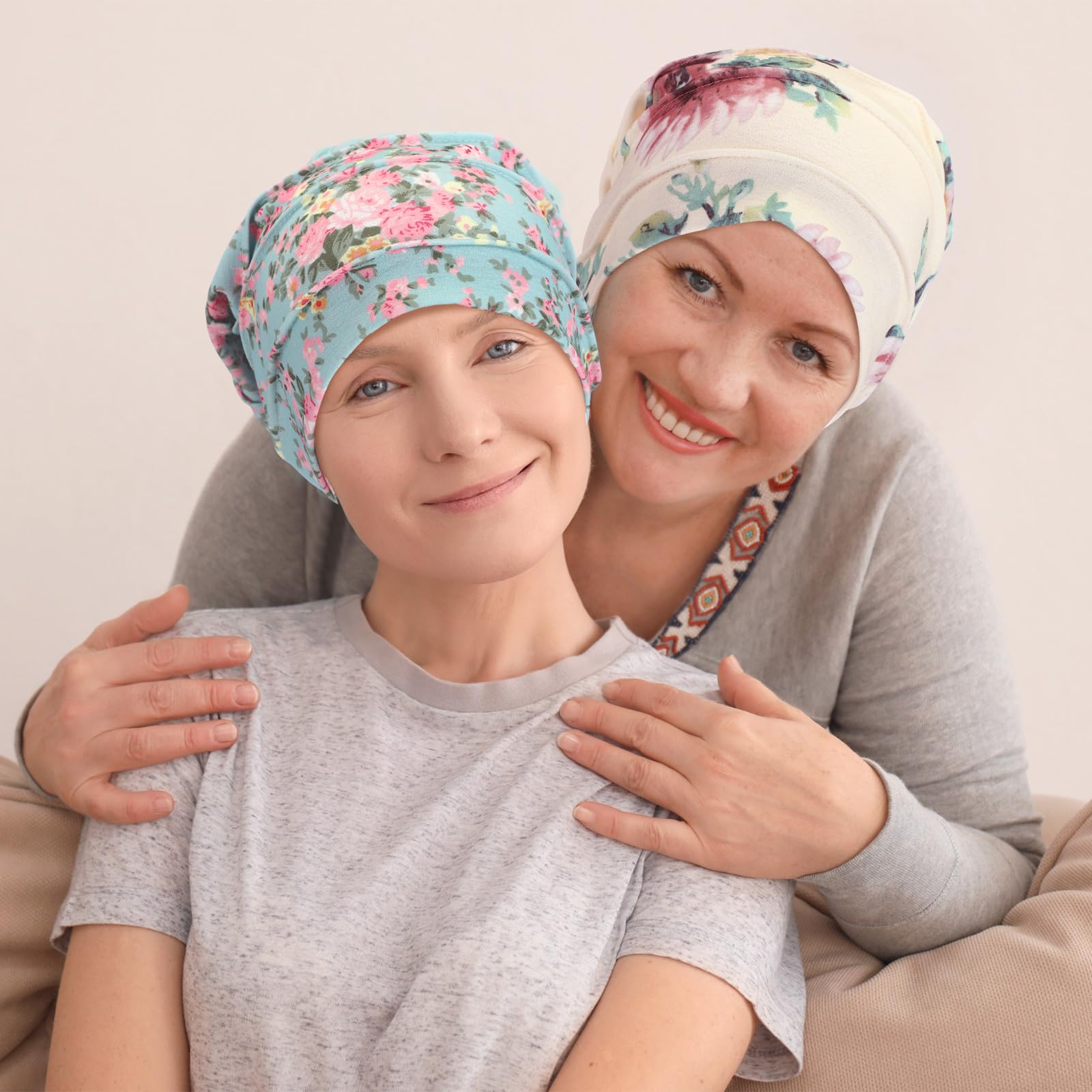 Geyoga 6 Pieces Chemo Headwear Caps for Women Cancer Slouchy Beanies Hats Warm Polyester Turban Hats Stretchy Sleeping