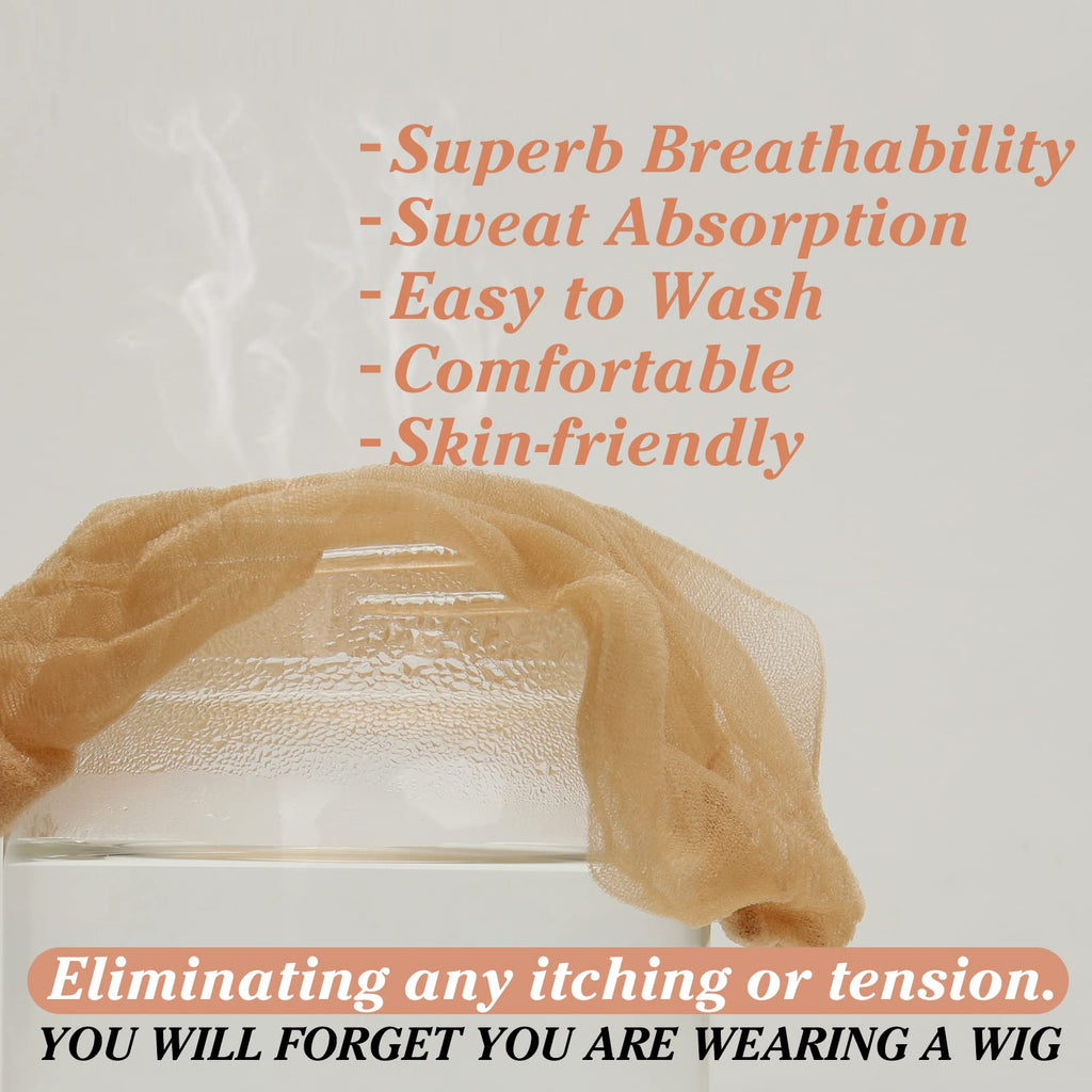 BEEOS Skinlike HD Wig Cap, 4 Pieces Invisible and Sheer Breathable Ultra-thin Stretchy Stocking Caps for Lace Front Wigs