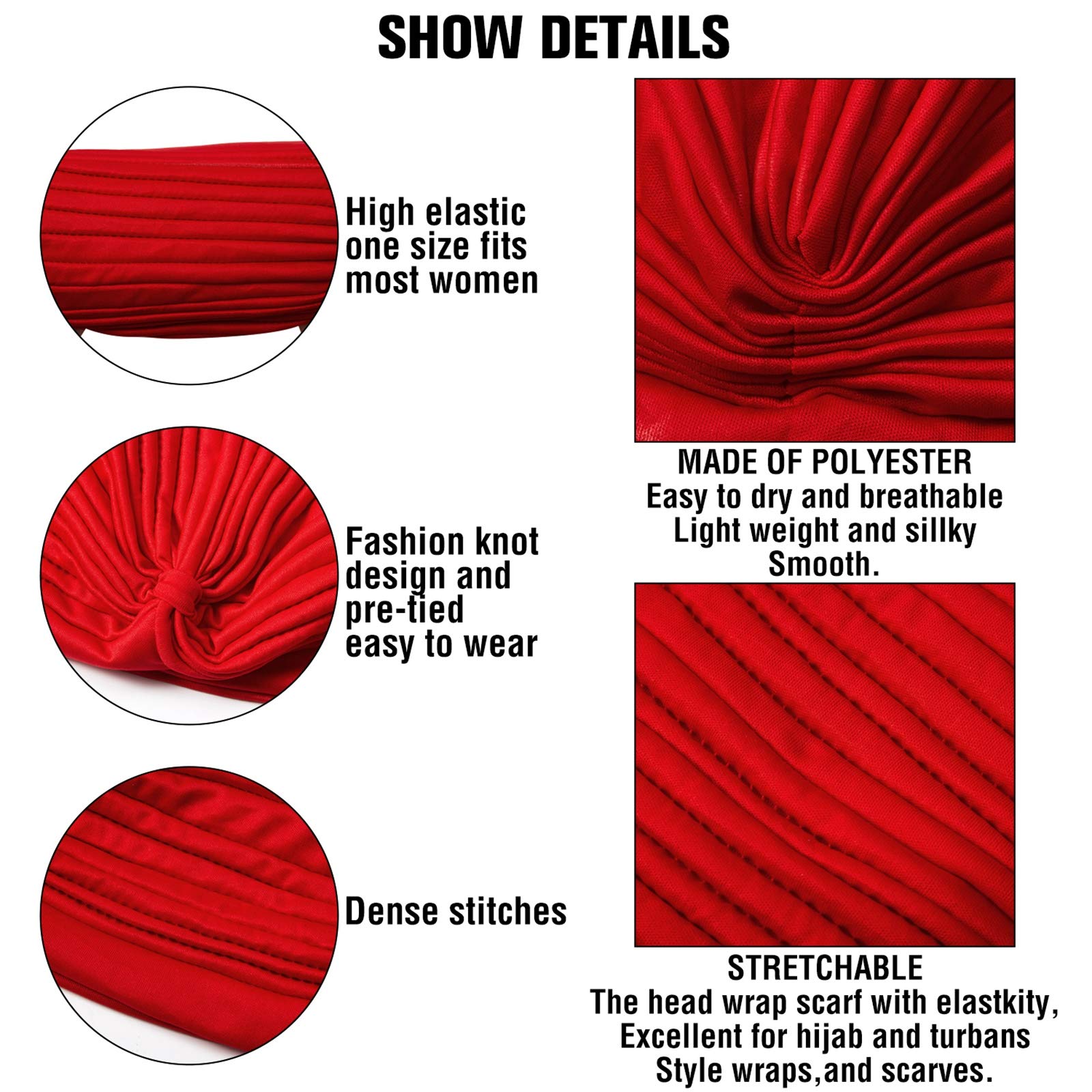 Geyoga 10 Pcs Head Wraps Turbans for Women Head Scarf
