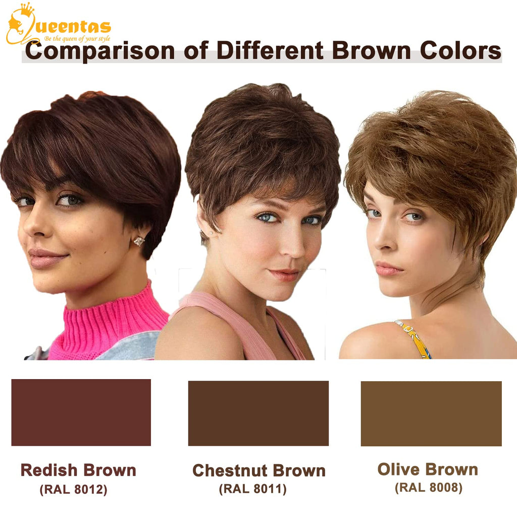 8" Layered Pixie Cut Synthetic Wig for Women Blonde Mixed Brown with Roots