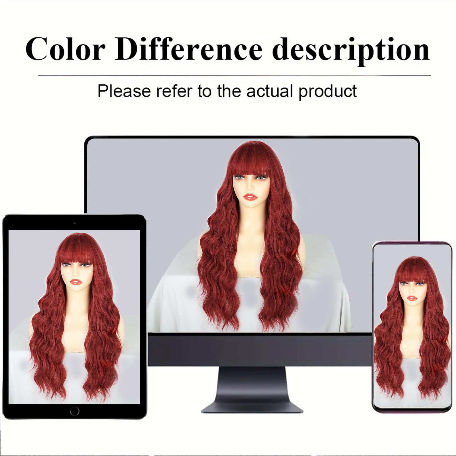 Lativ Ombre Blonde Brown Wig with Bangs Long Wavy Curly Wig with Brown End