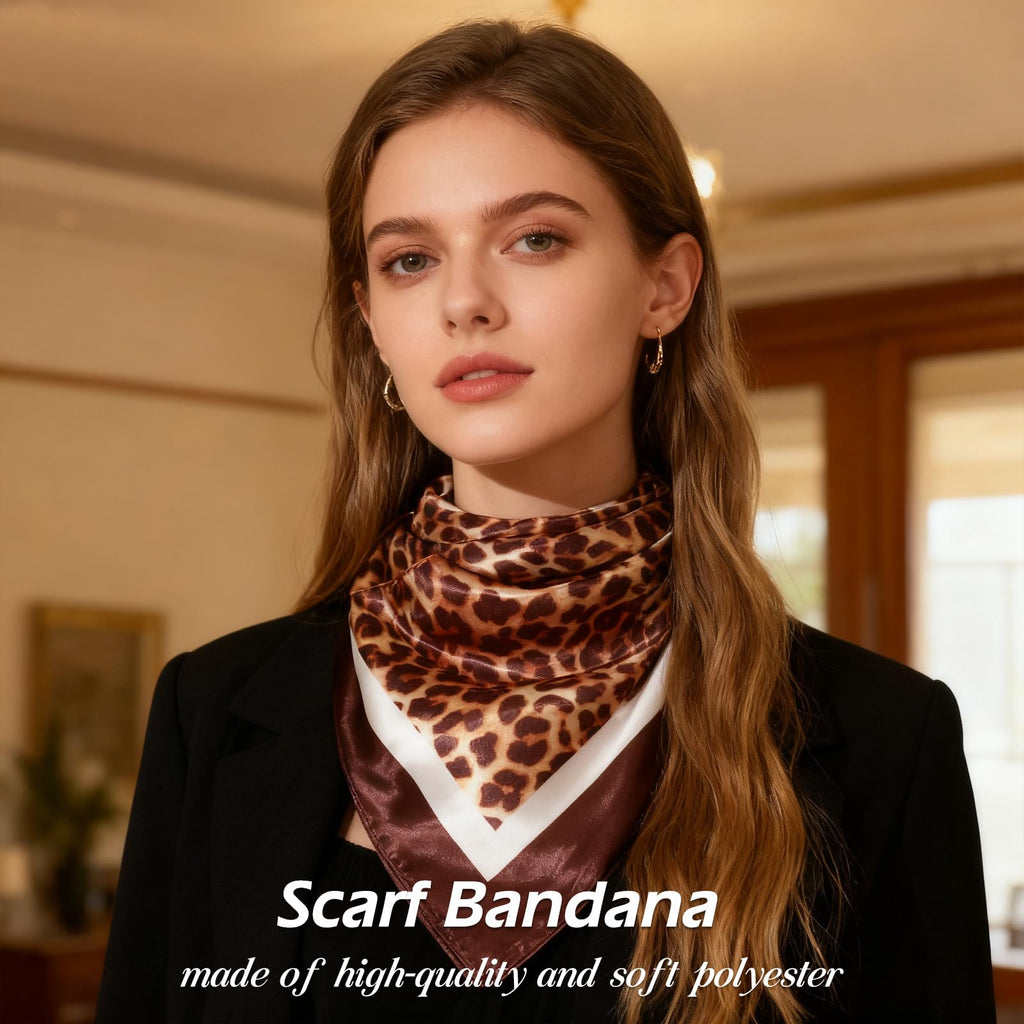 Ciormis 35" Silk Head Scarf for Women, 4 Pcs Satin Hair Scarf Square Silk Bandana Top Neck Scarves Hair Wraps for Sleeping