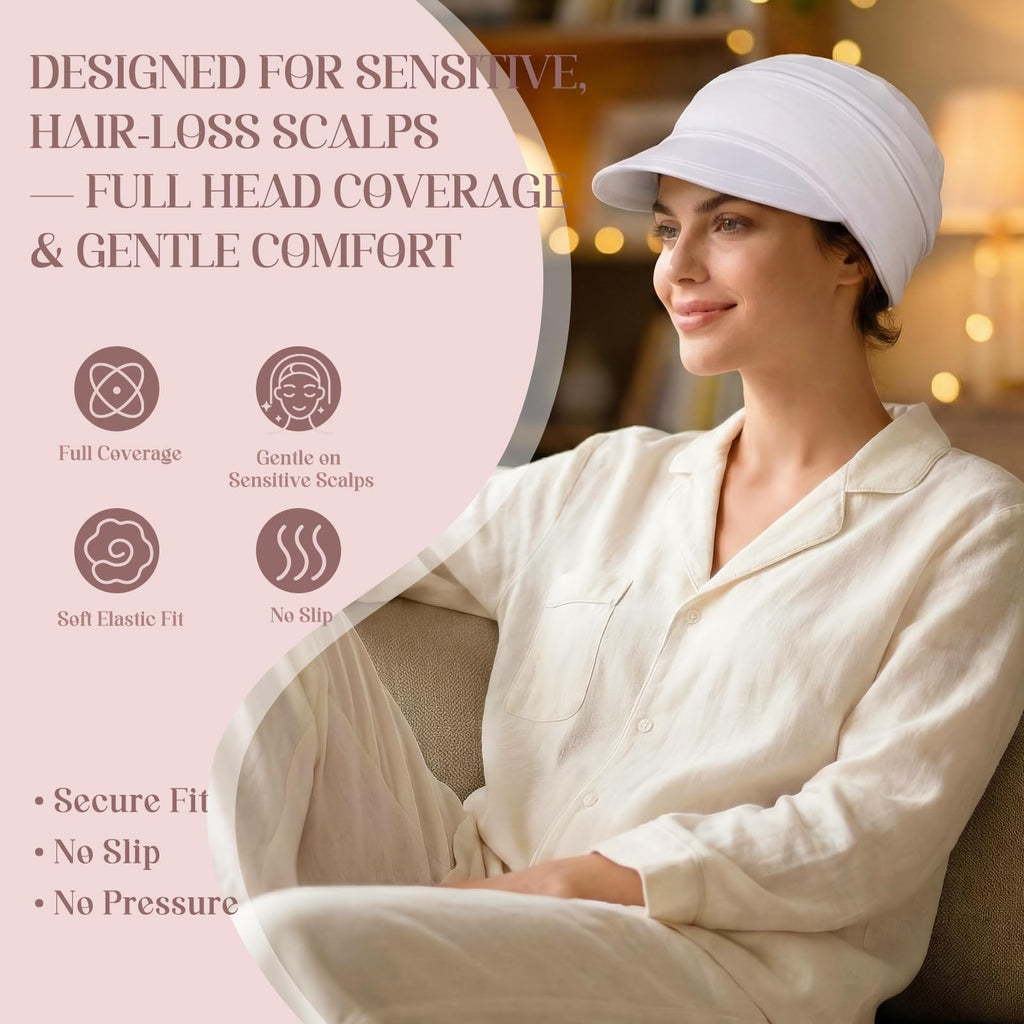 4 Pcs Stretch Chemo Headwear for Women, Soft Cancer Headwear, Viscose Newsboy Cap Elastic Cancer Hat for Hair Loss