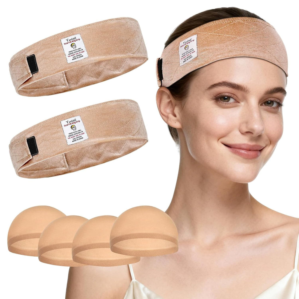 2 Pack Wig Grip Band - Velvet Wig Grips Adjustable Headband Stay Put No Slip Edge Saver