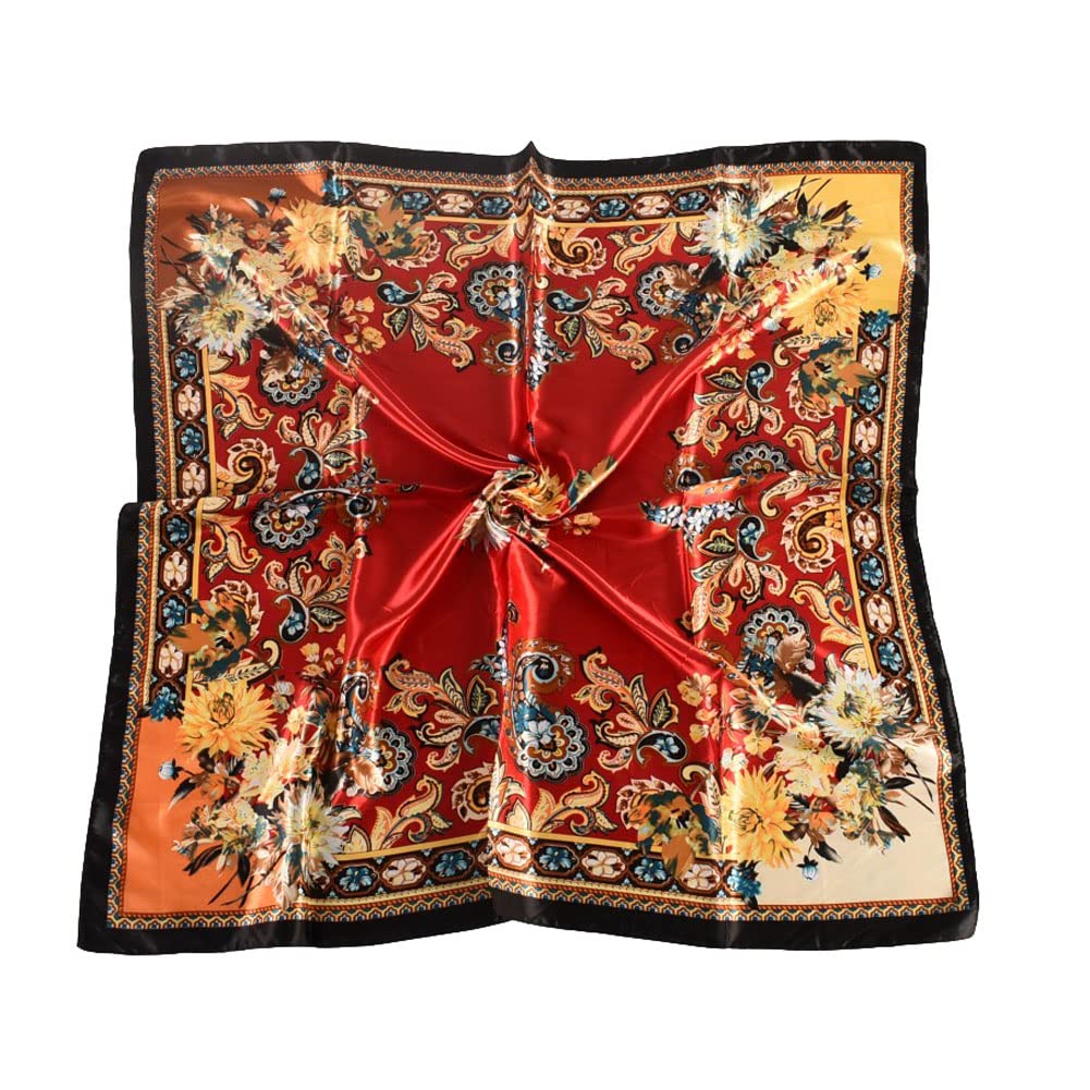 4Pcs Silk Head Scarves for Women Satin Hair Scarf 35”Large Square Bandana Silk Like Neck Scarf Shawl