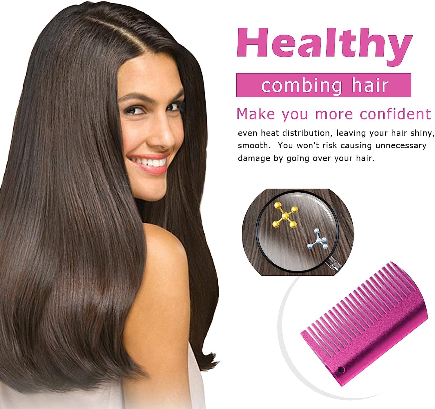 Electric Hot Comb Hair Straightener, Deluxe Electrical Straightening Comb Curling Iron for Natural Black Wigs, Hot Comb Electric for Wigs Pressing Combs with Wig Glue Melting Spray Hair Wax Stick