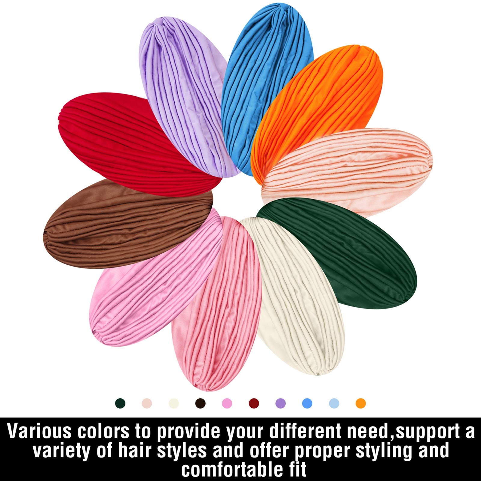 Geyoga 10 Pcs Head Wraps Turbans for Women Head Scarf