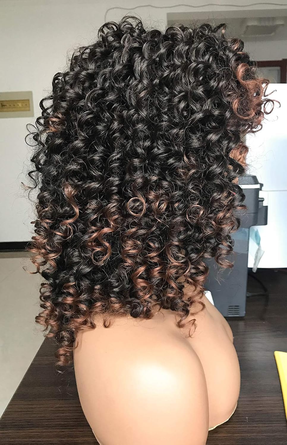 Curly Afro Wigs for Black Women Kinky Curly Wig with Bangs Synthetic Fiber Natural Looking Glueless Hair for Daily Wear
