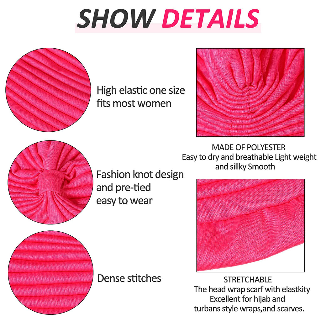 Syhood 22 Pieces Stretch Turbans Chemo Head Wrap Cancer Head Beanie Twisted Turban Cap Cover Hats for Women