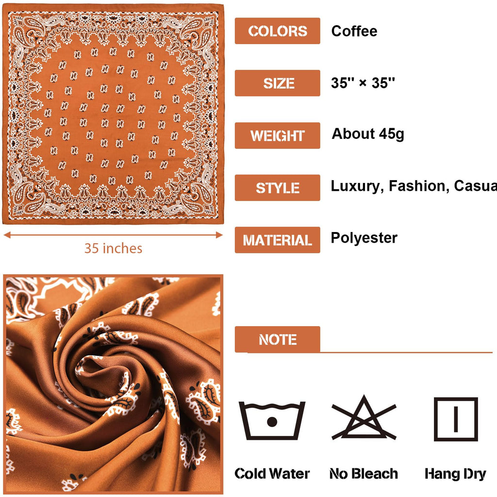 Honoson 4 Pcs 35 Inch Satin Head Scarf Bandanas for Women