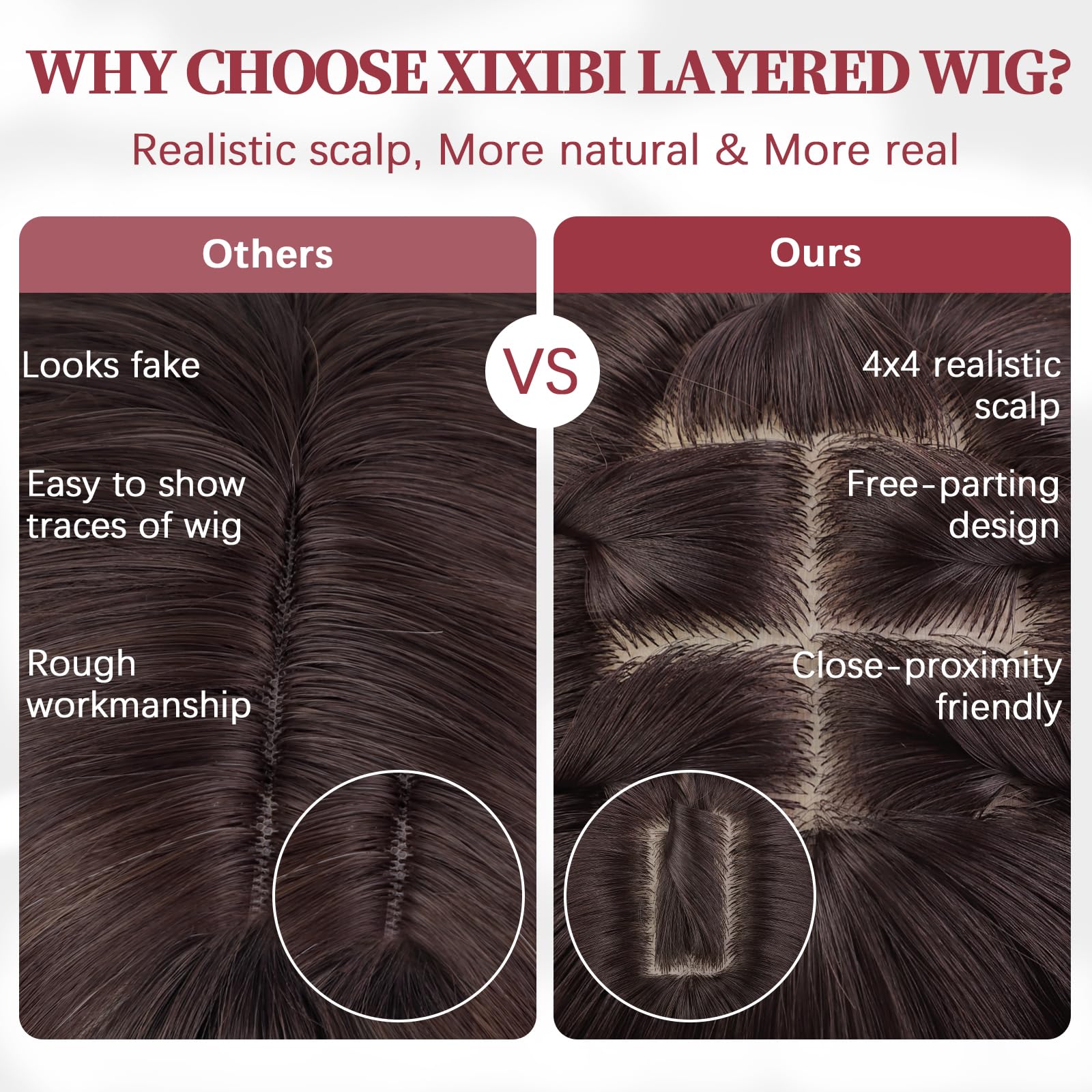 XIXIBI Wig with Bangs for Women,Long Straight,Brown Blonde Highlight