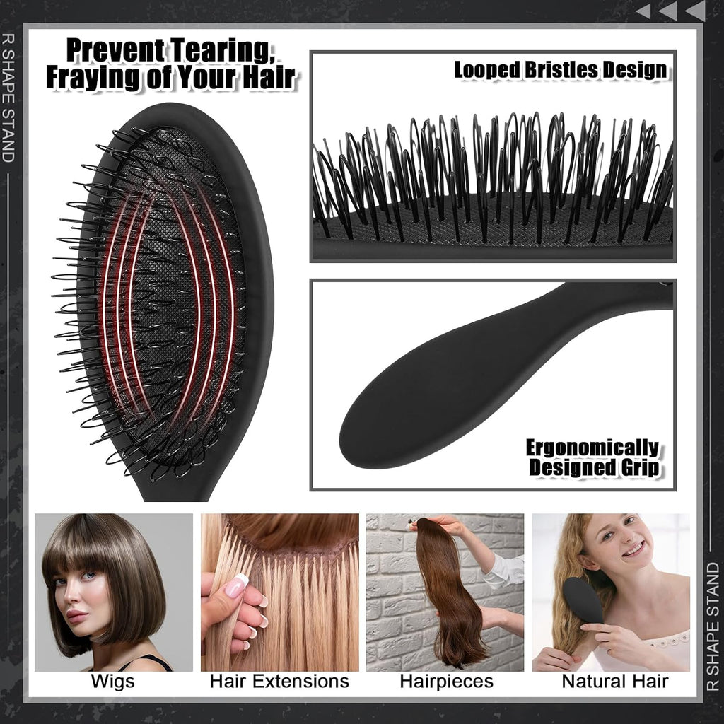 ProSuites 2 Pack Wig Head Stand with 3 PCS Wig Brush Comb, Travel Wig Holder Comb Set for Women Multiple Wigs