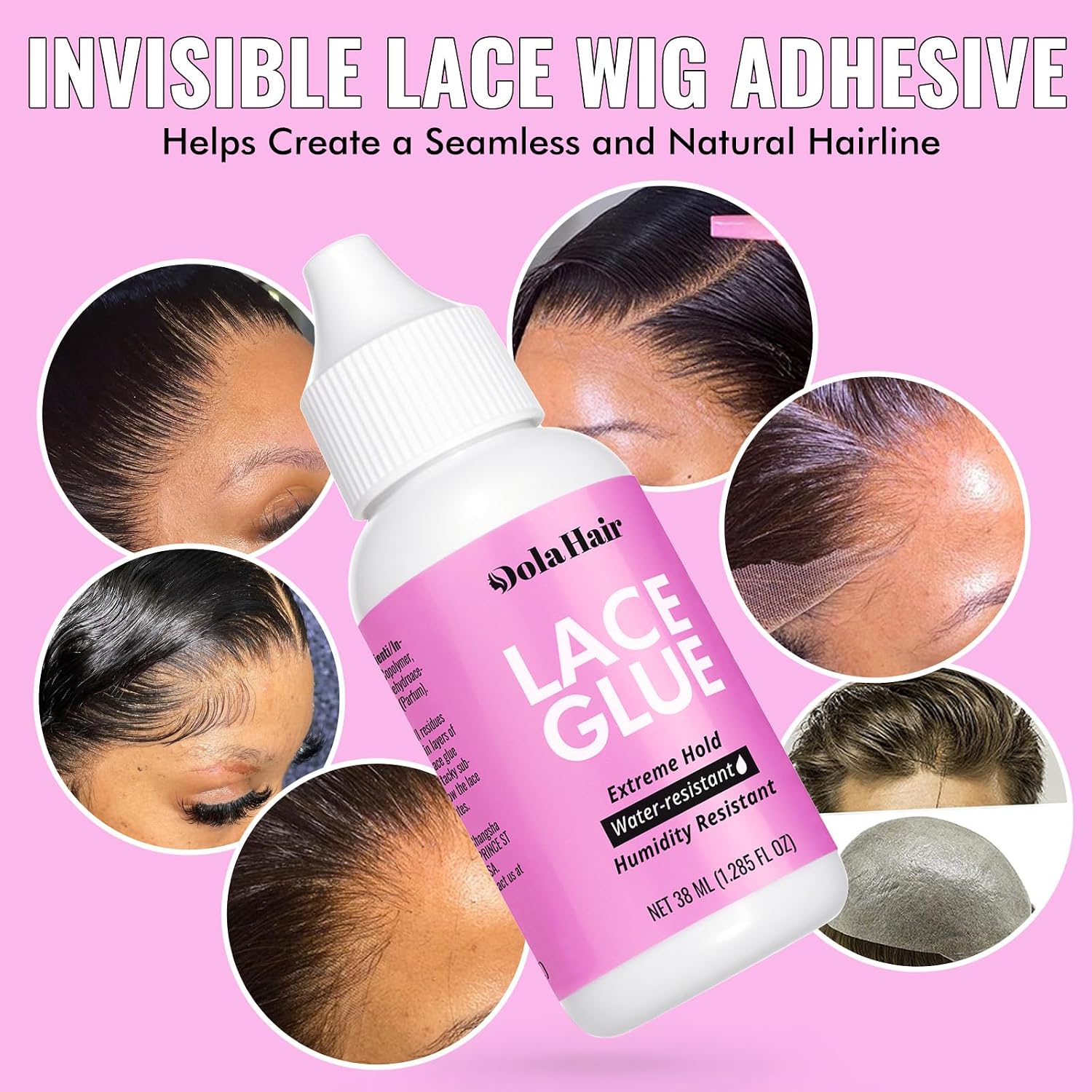 Dolahair Extreme Hold Lace Glue for Wigs, Waterproof, Invisible Bonding, 1.285 Ounce