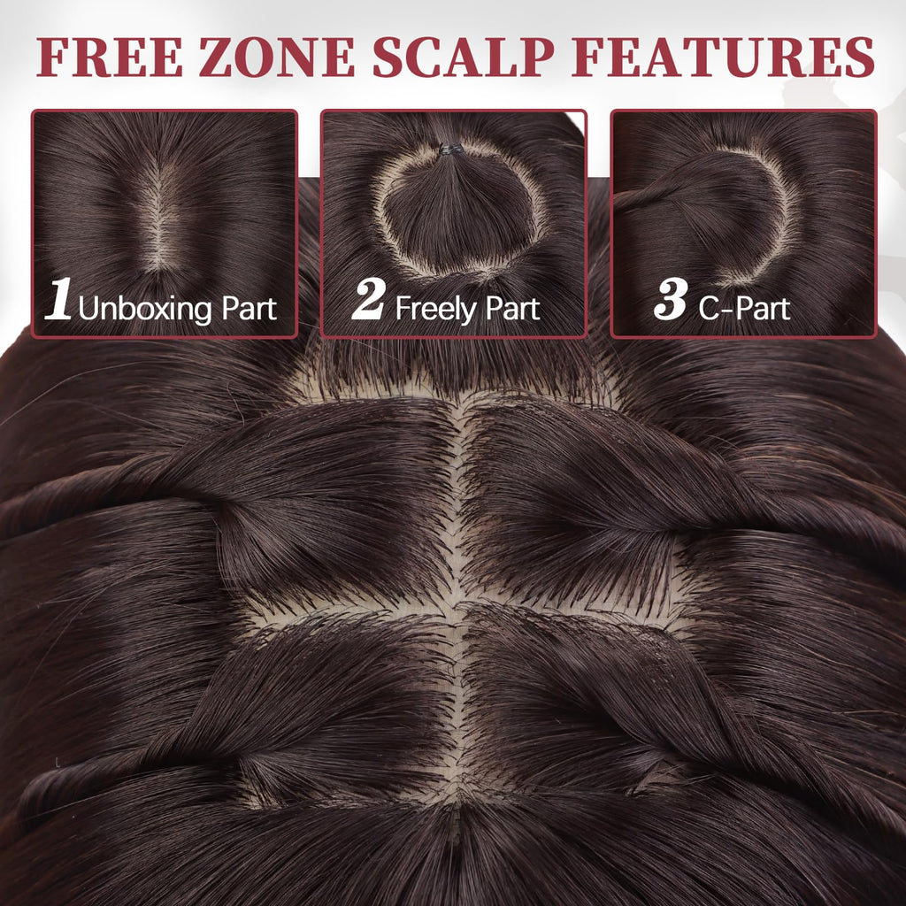 XIXIBI Wig with Bangs for Women,Long Straight,Brown Blonde Highlight