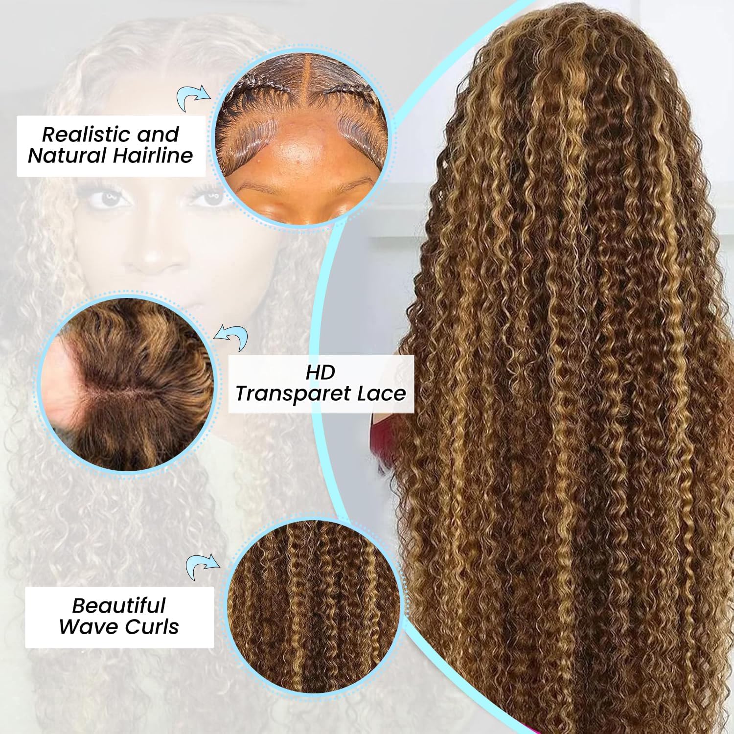 13x6 Deep Wave Lace Front Wigs Human Hair Glueless Wig 200 Density 30 Inch
