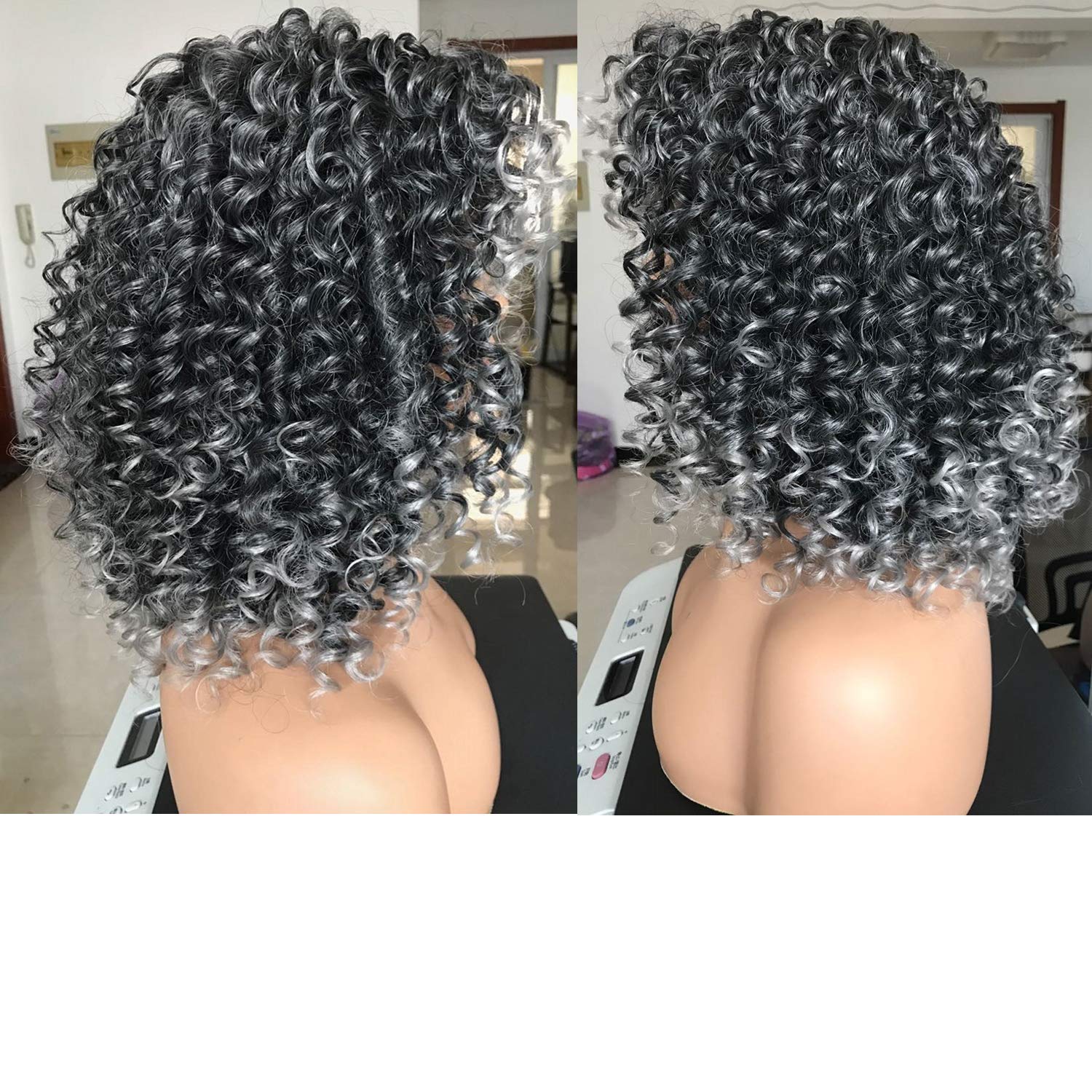 Curly Afro Wigs for Black Women Kinky Curly Wig with Bangs Synthetic Fiber Natural Looking Glueless Hair for Daily Wear