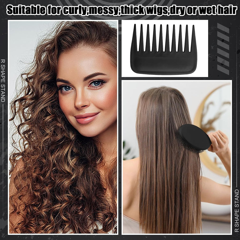 ProSuites 2 Pack Wig Head Stand with 3 PCS Wig Brush Comb, Travel Wig Holder Comb Set for Women Multiple Wigs
