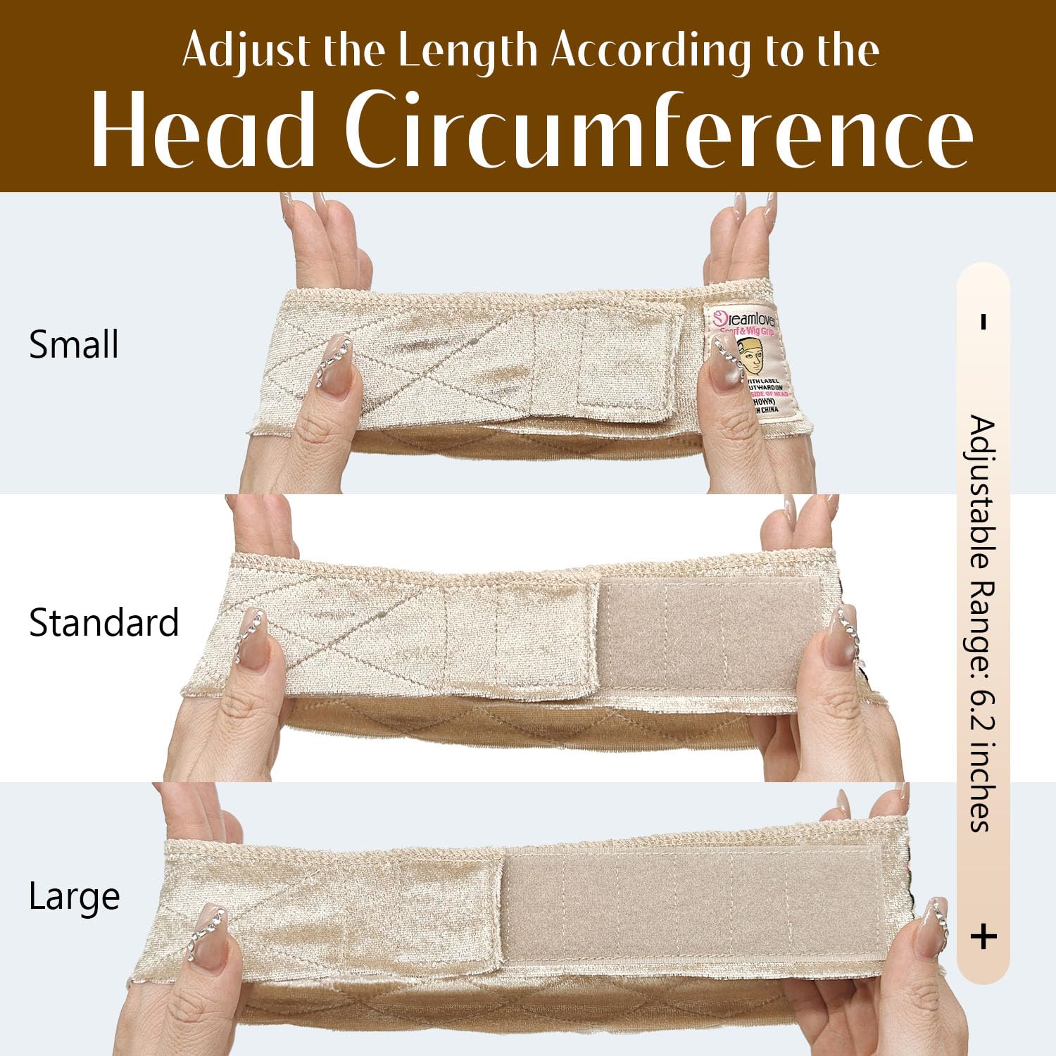 Dreamlover Wig Grip Band, Non-Slip 2 PCS Adjustable Headband for Wigs, Nude