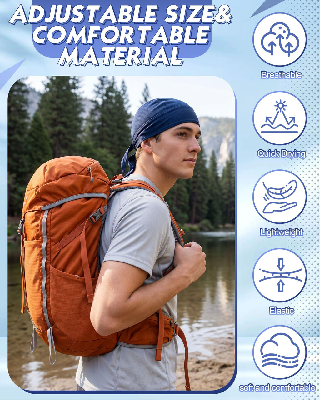 Foaincore 8 Pack Do Rags for Men