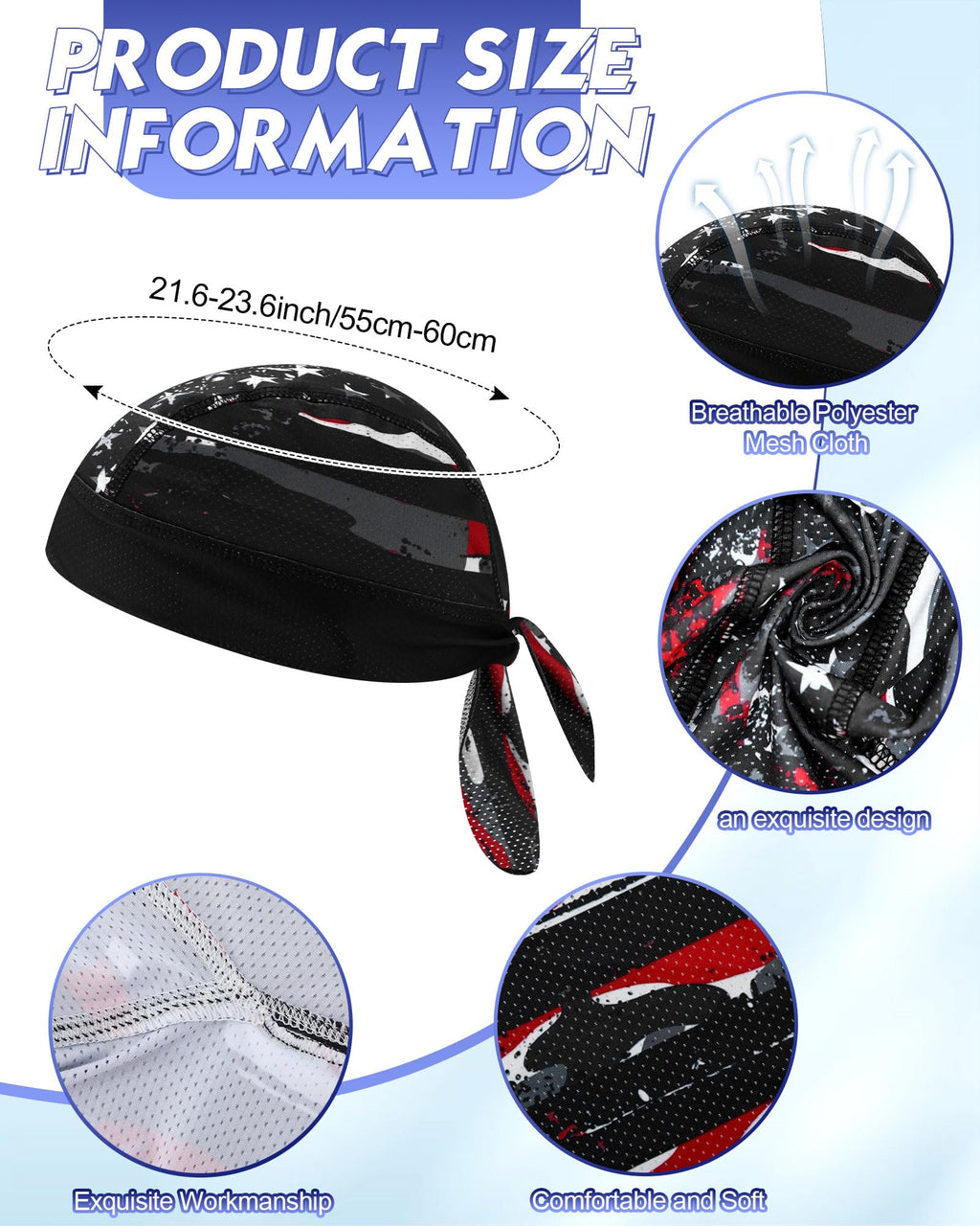 Foaincore 8 Pack Do Rags for Men