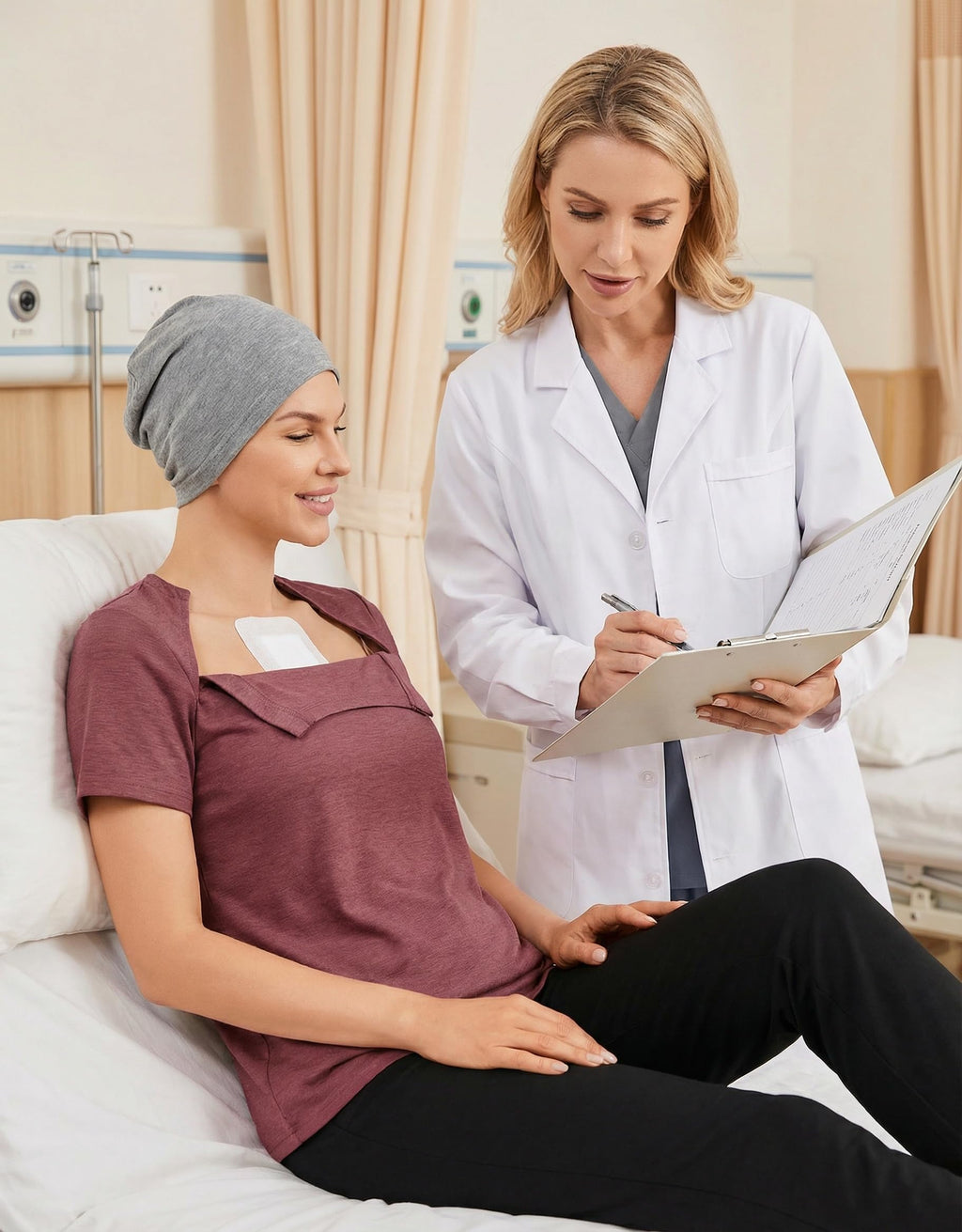 Deyeek Chemo Shirts for Port Access Women with 2 Hidden Side Zippers Post Surgery Short Sleeve Tear Away Adaptive Top Tees