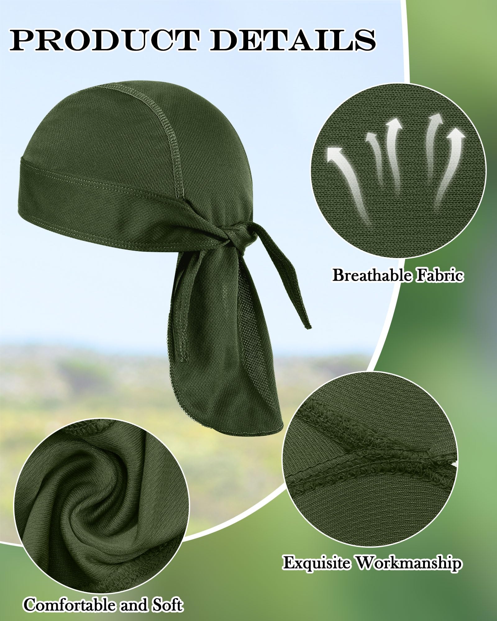 Foaincore 8 Pack Do Rags for Men