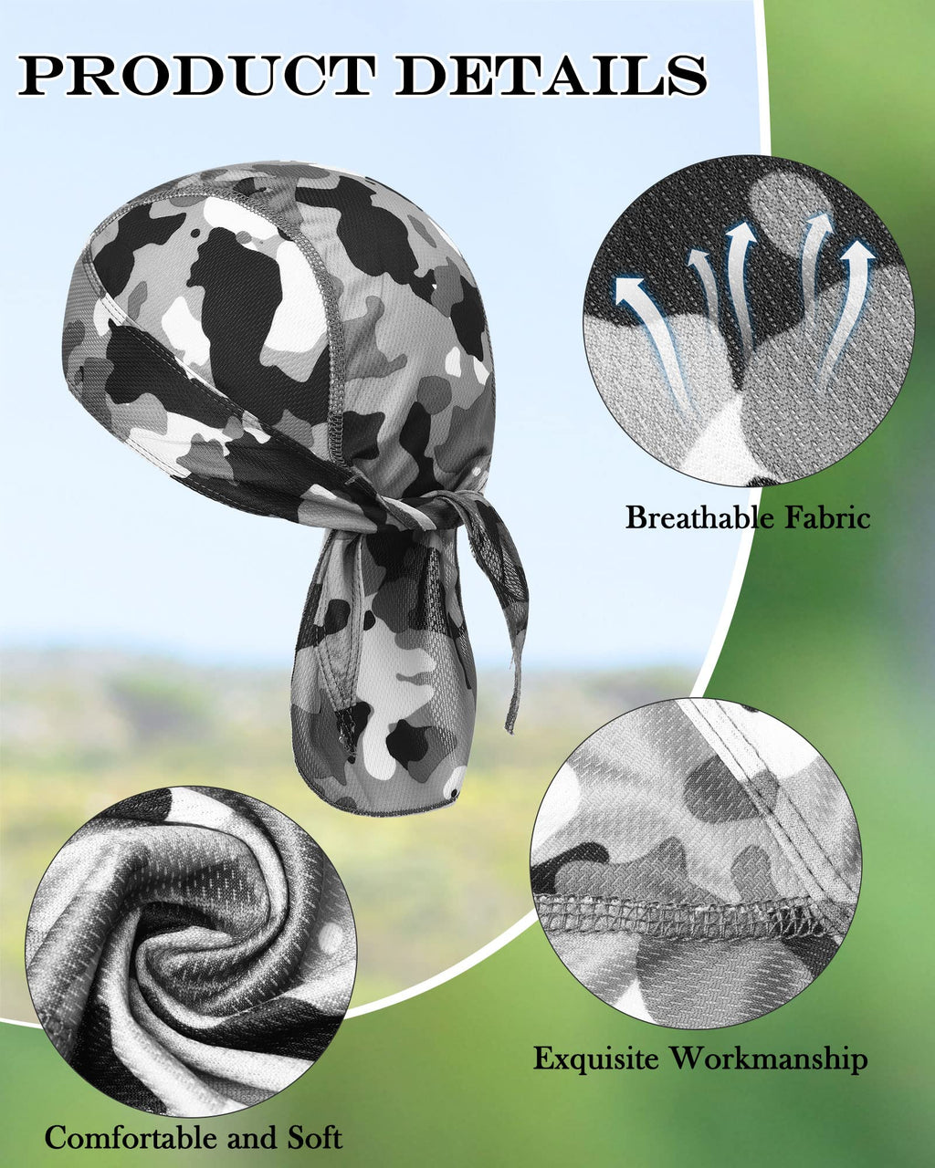 Foaincore 8 Pack Do Rags for Men