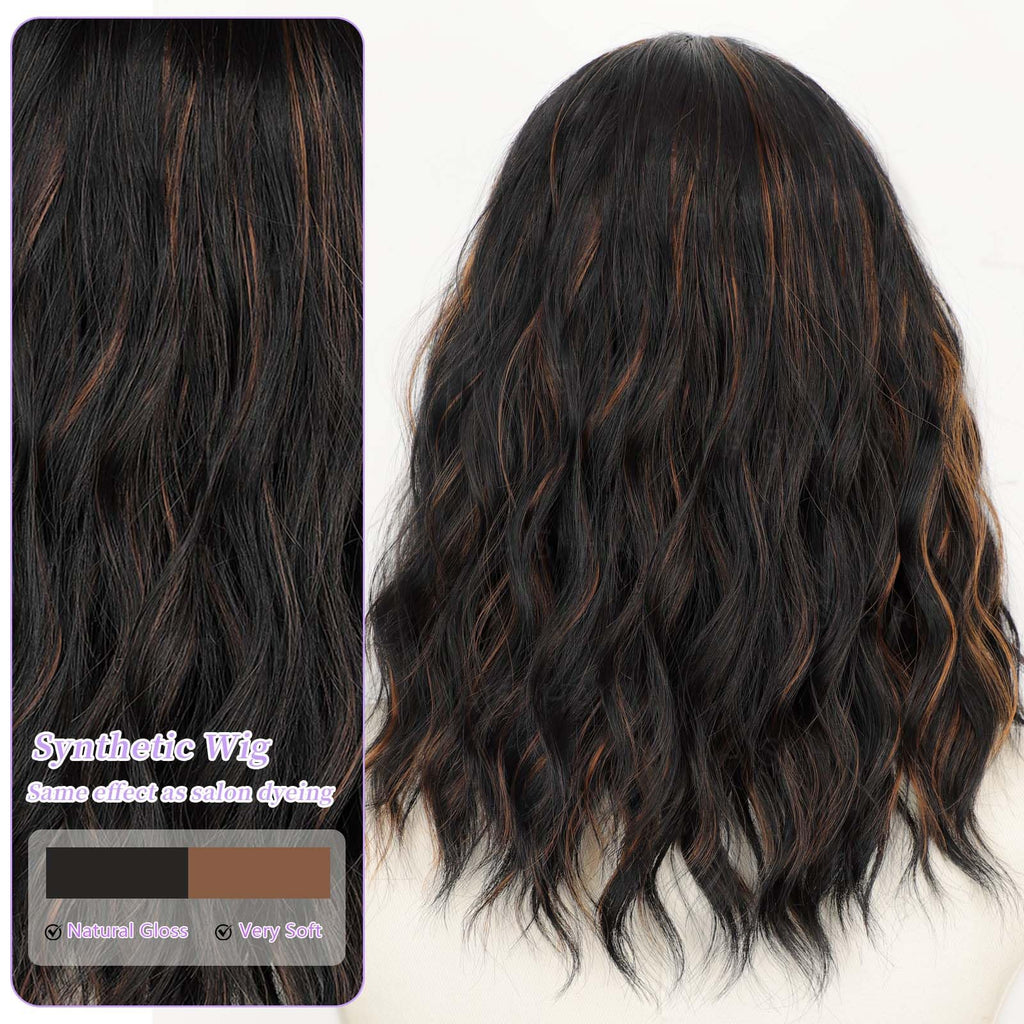 AISI HAIR 14Inch Dark to Light Blonde Wig for Women,Wave Synthetic Lace Wig