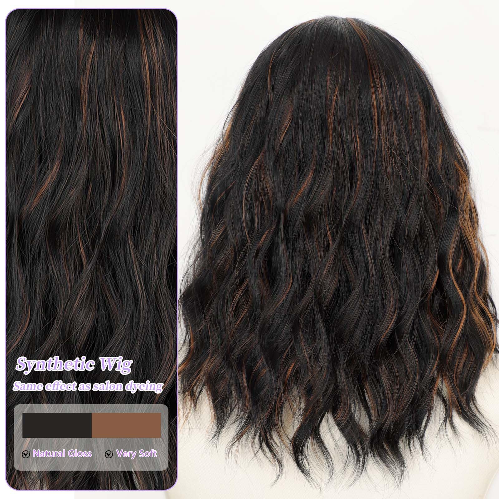 AISI HAIR 14Inch Dark to Light Blonde Wig for Women,Wave Synthetic Lace Wig