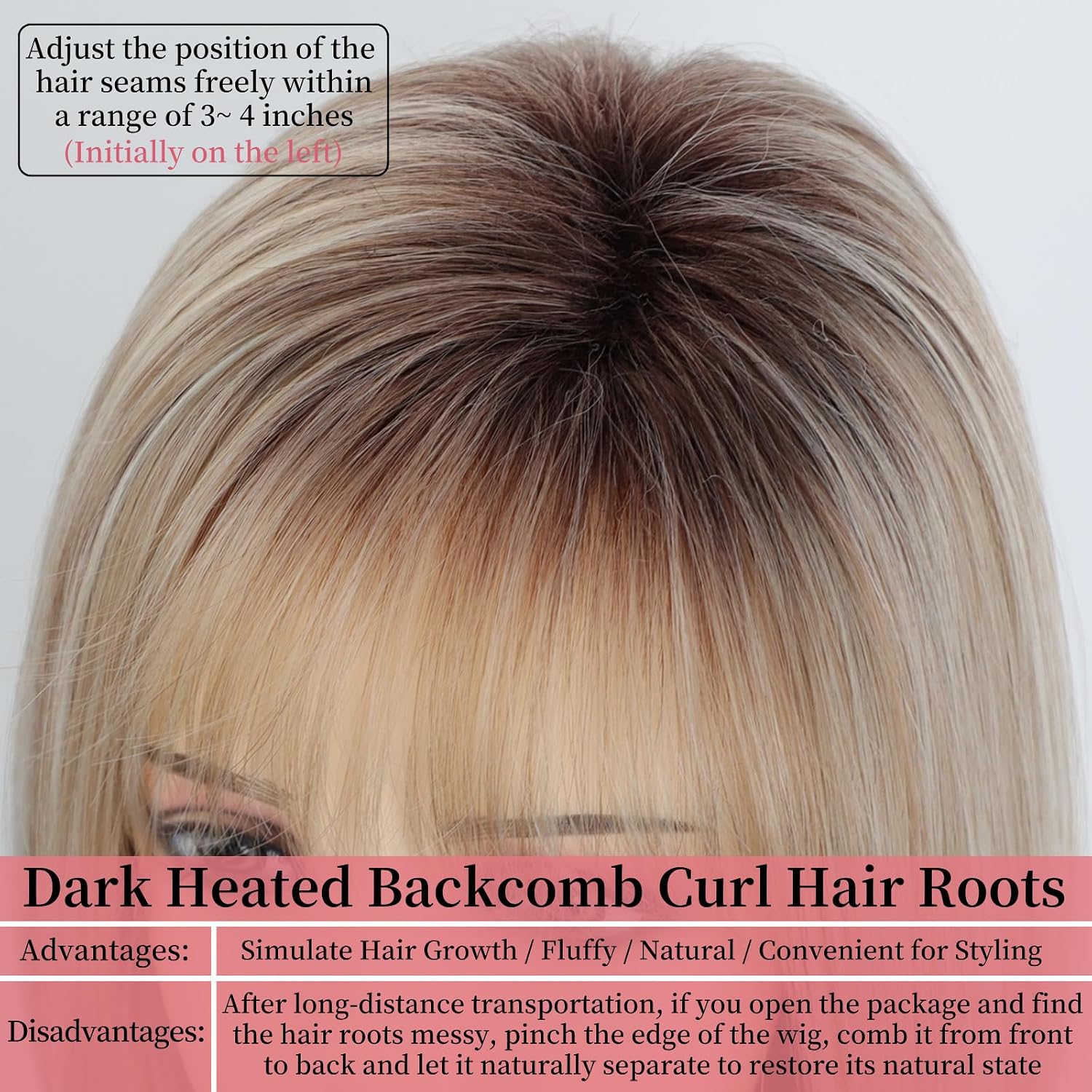 RENERSHOW Ombre Blonde Highlight Layered Bob Wig with Bangs for White Women