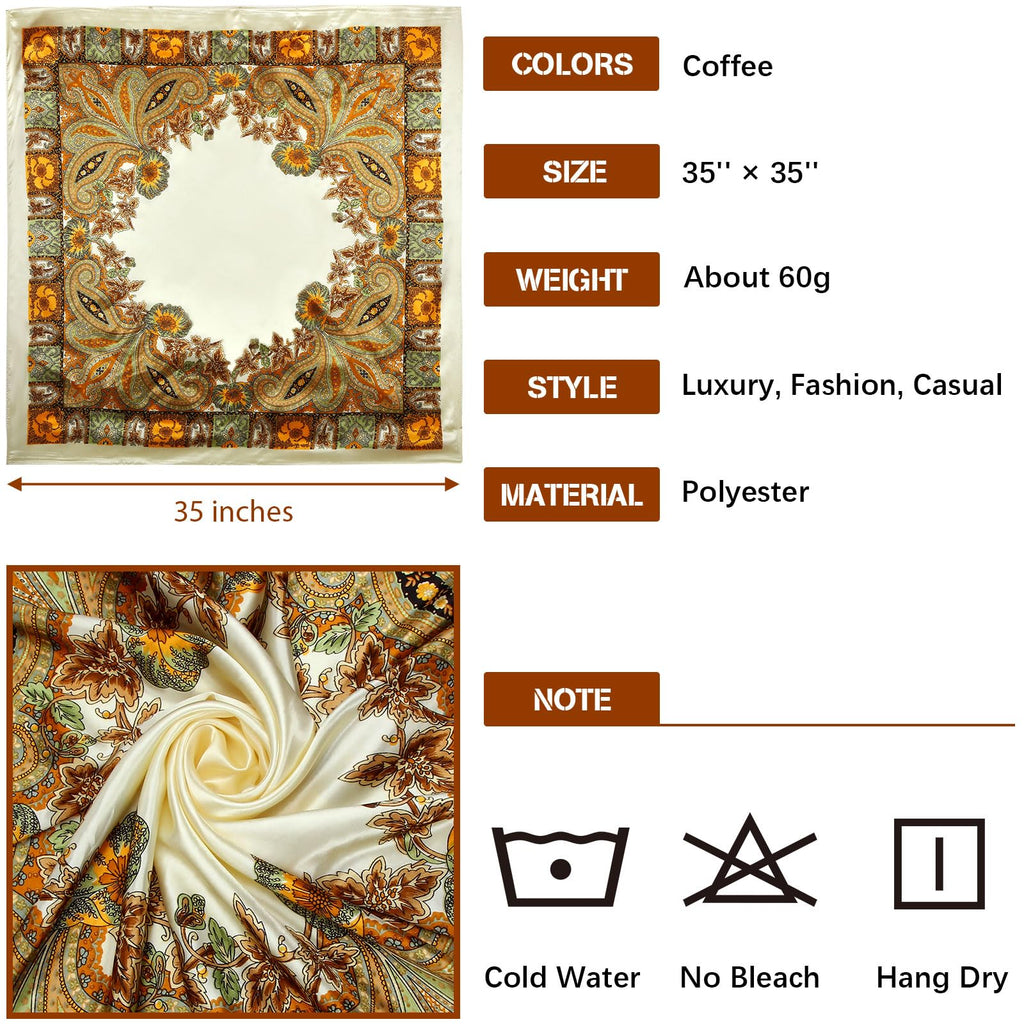 Honoson 4 Pcs 35 Inch Satin Head Scarf Bandanas for Women