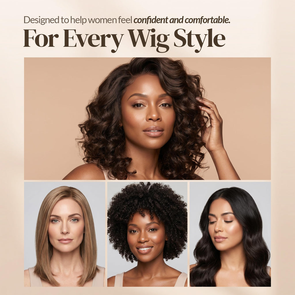 MILANO COLLECTION Wigrip, Premium Lace Wig Band for Women, Fully Adjustable & Reinforced Lace Wig Grip Band by Hairline, Comfortable and Secure Glueless Velvet Headband, Nude