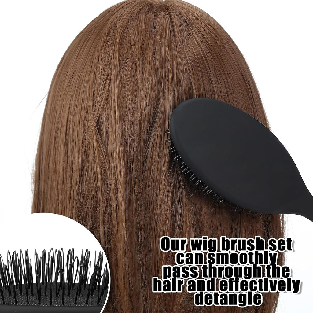 ProSuites 2 Pack Wig Head Stand with 3 PCS Wig Brush Comb, Travel Wig Holder Comb Set for Women Multiple Wigs