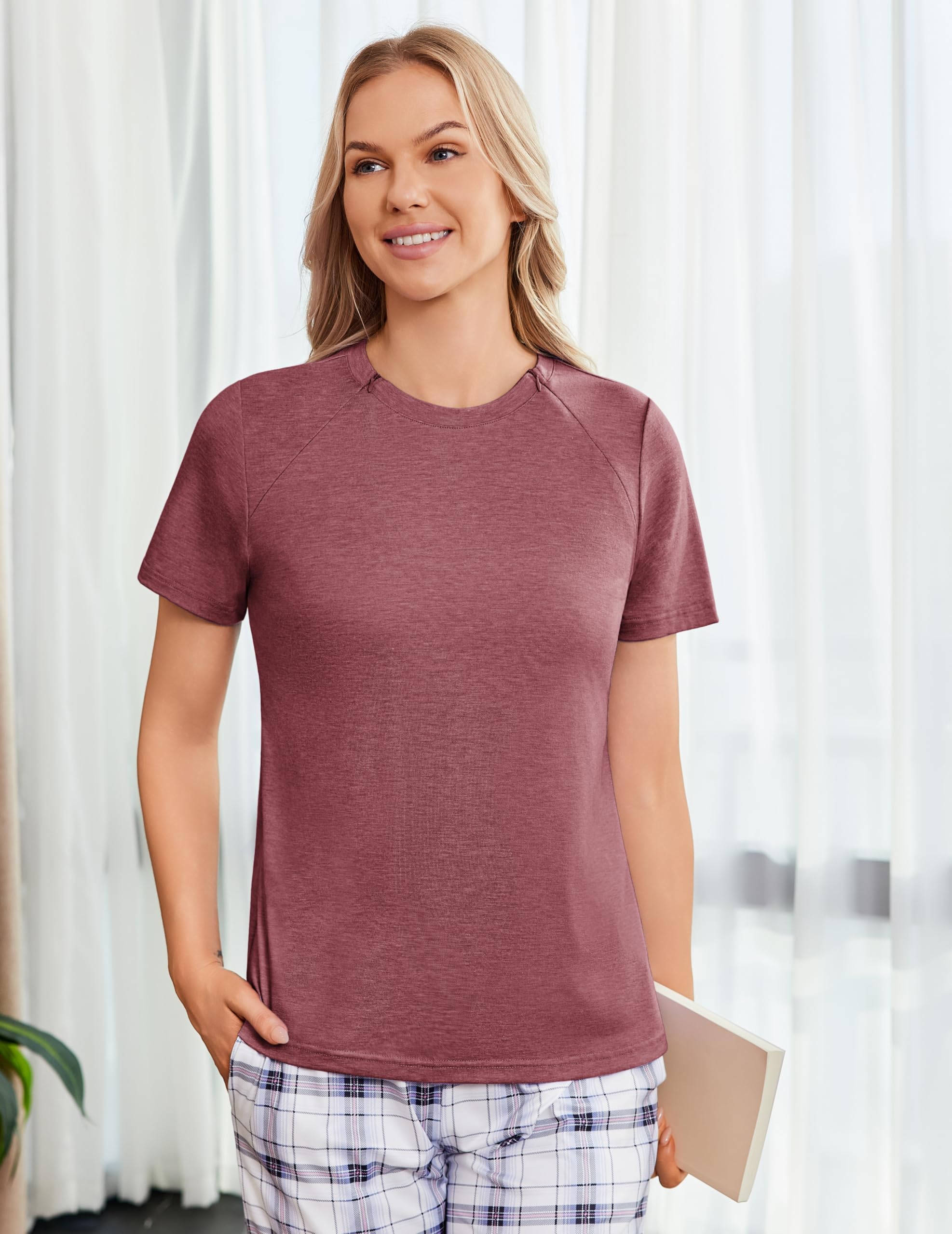Deyeek Chemo Shirts for Port Access Women with 2 Hidden Side Zippers Post Surgery Short Sleeve Tear Away Adaptive Top Tees