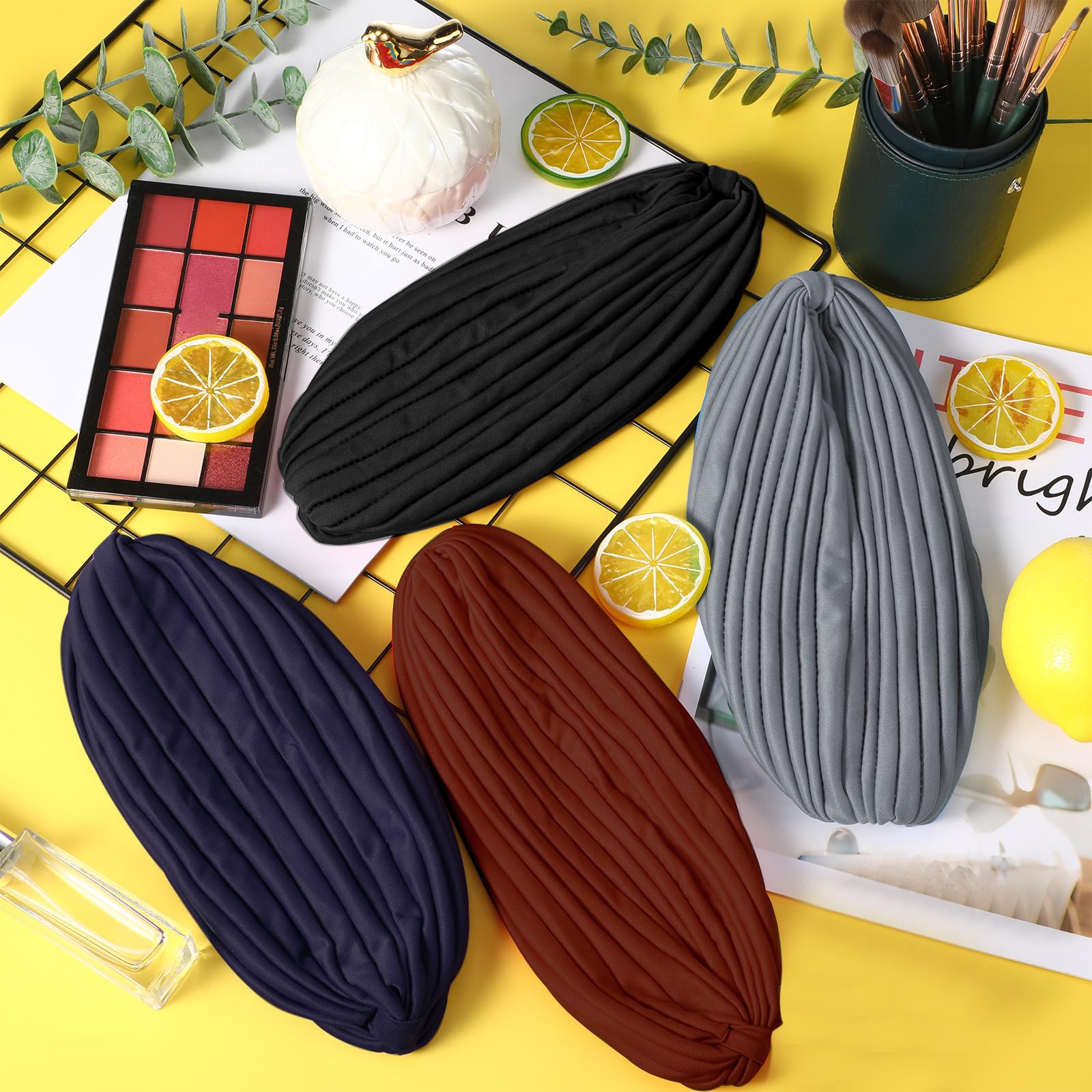 Syhood 22 Pieces Stretch Turbans Chemo Head Wrap Cancer Head Beanie Twisted Turban Cap Cover Hats for Women