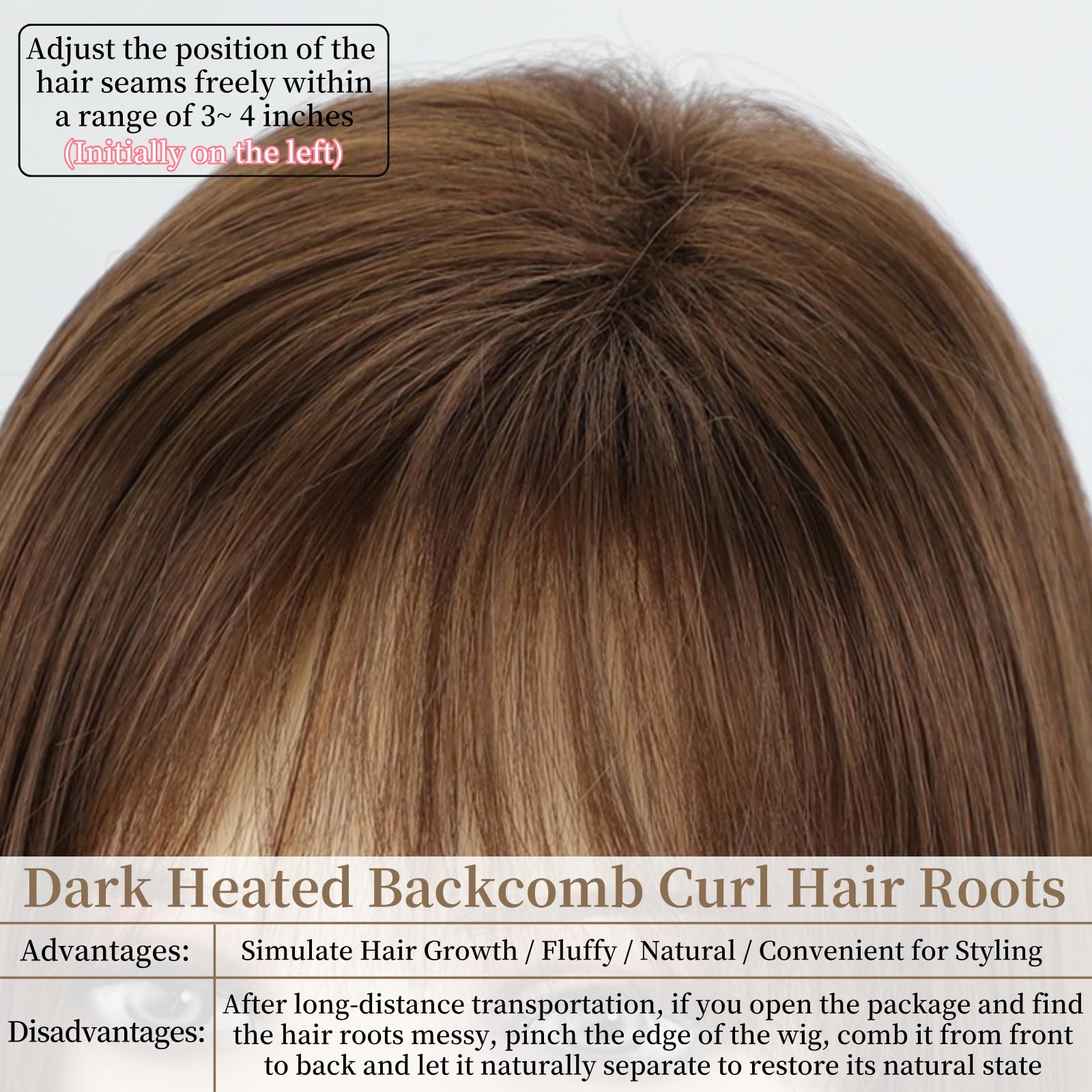 RENERSHOW Ombre Blonde Highlight Layered Bob Wig with Bangs for White Women
