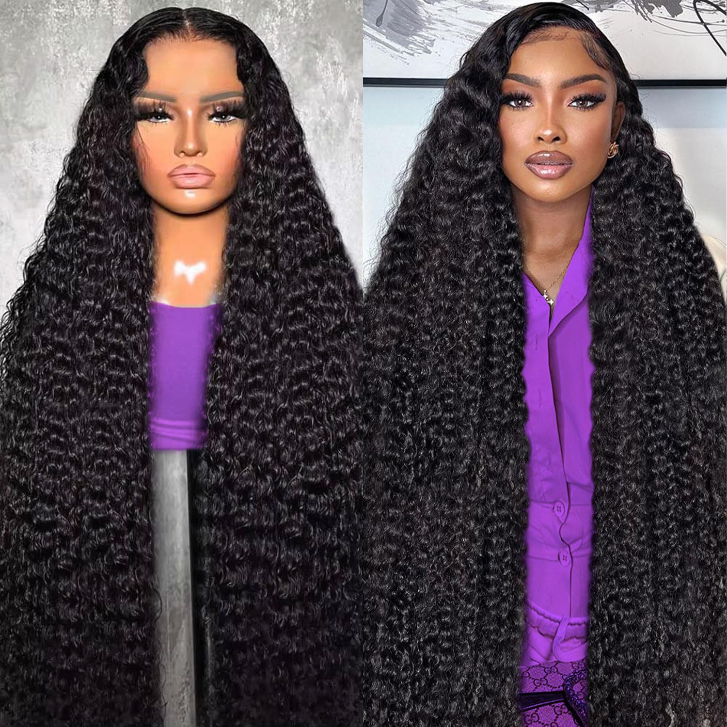 13x6 Deep Wave Lace Front Wigs Human Hair Glueless Wig 200 Density 30 Inch