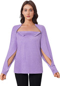 Deyeek Chemo Shirts for Port Access Women Long Sleeve Shoulder Post Surgery Shirt Dialysis Sweatshirts with Arm Zipper