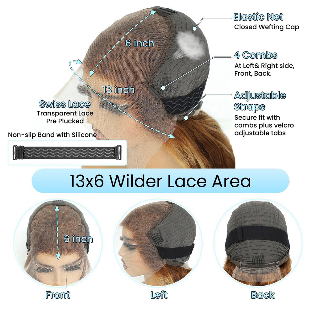 13x6 Deep Wave Lace Front Wigs Human Hair Glueless Wig 200 Density 30 Inch