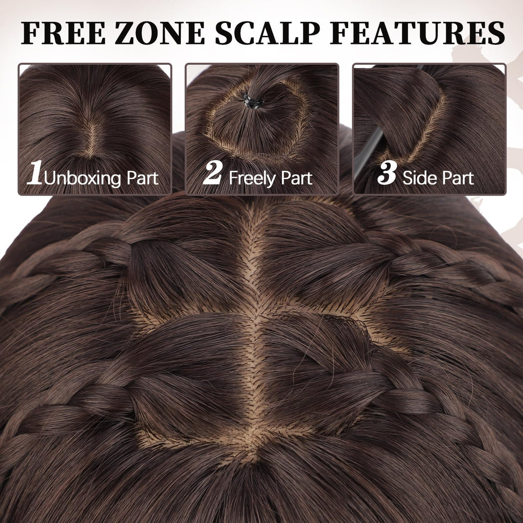 XIXIBI Wig with Bangs for Women,Long Straight,Brown Blonde Highlight