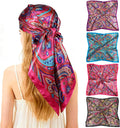 Ciormis 35" Silk Head Scarf for Women, 4 Pcs Satin Hair Scarf Square Silk Bandana Top Neck Scarves Hair Wraps for Sleeping