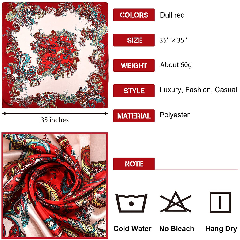 Honoson 4 Pcs 35 Inch Satin Head Scarf Bandanas for Women