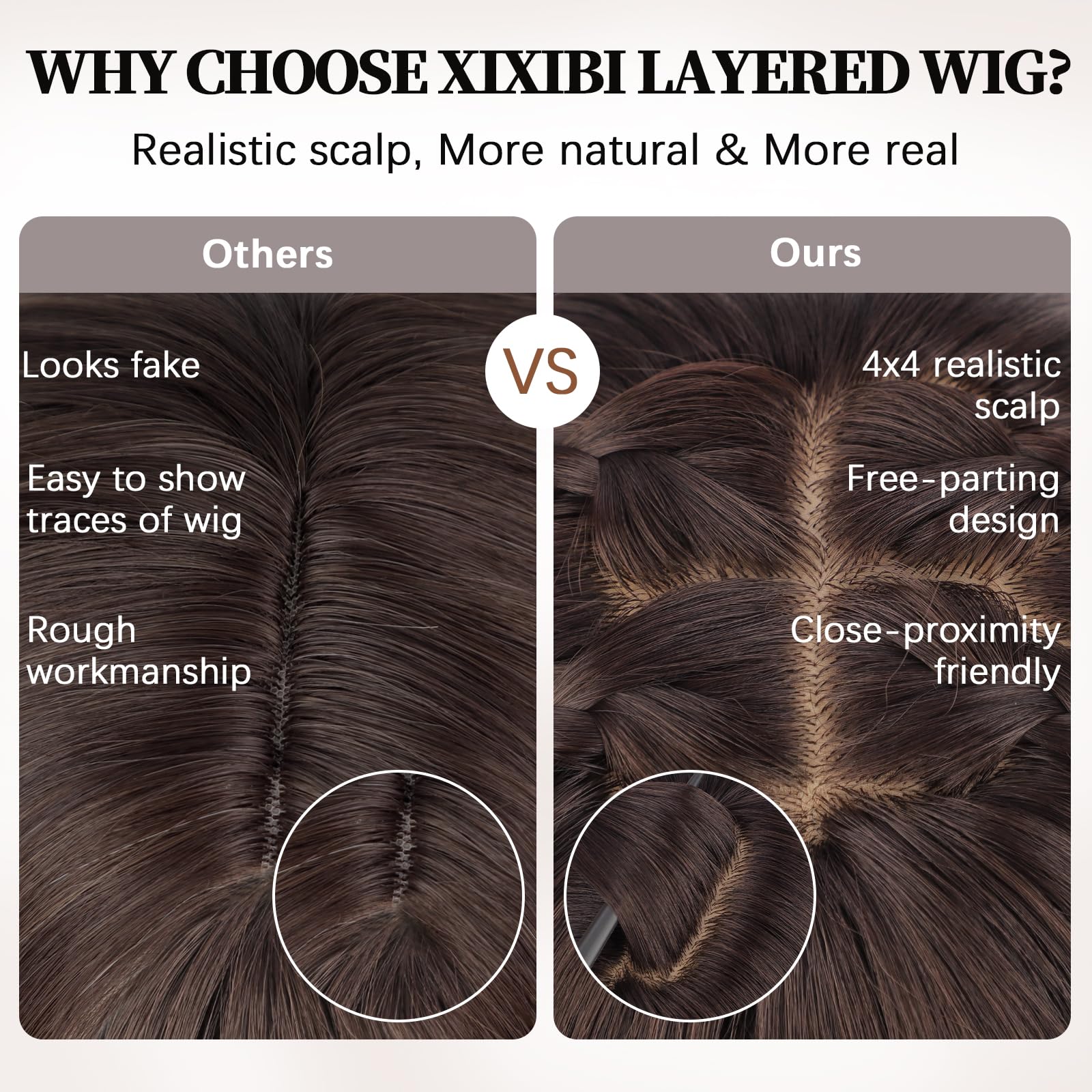 XIXIBI Wig with Bangs for Women,Long Straight,Brown Blonde Highlight