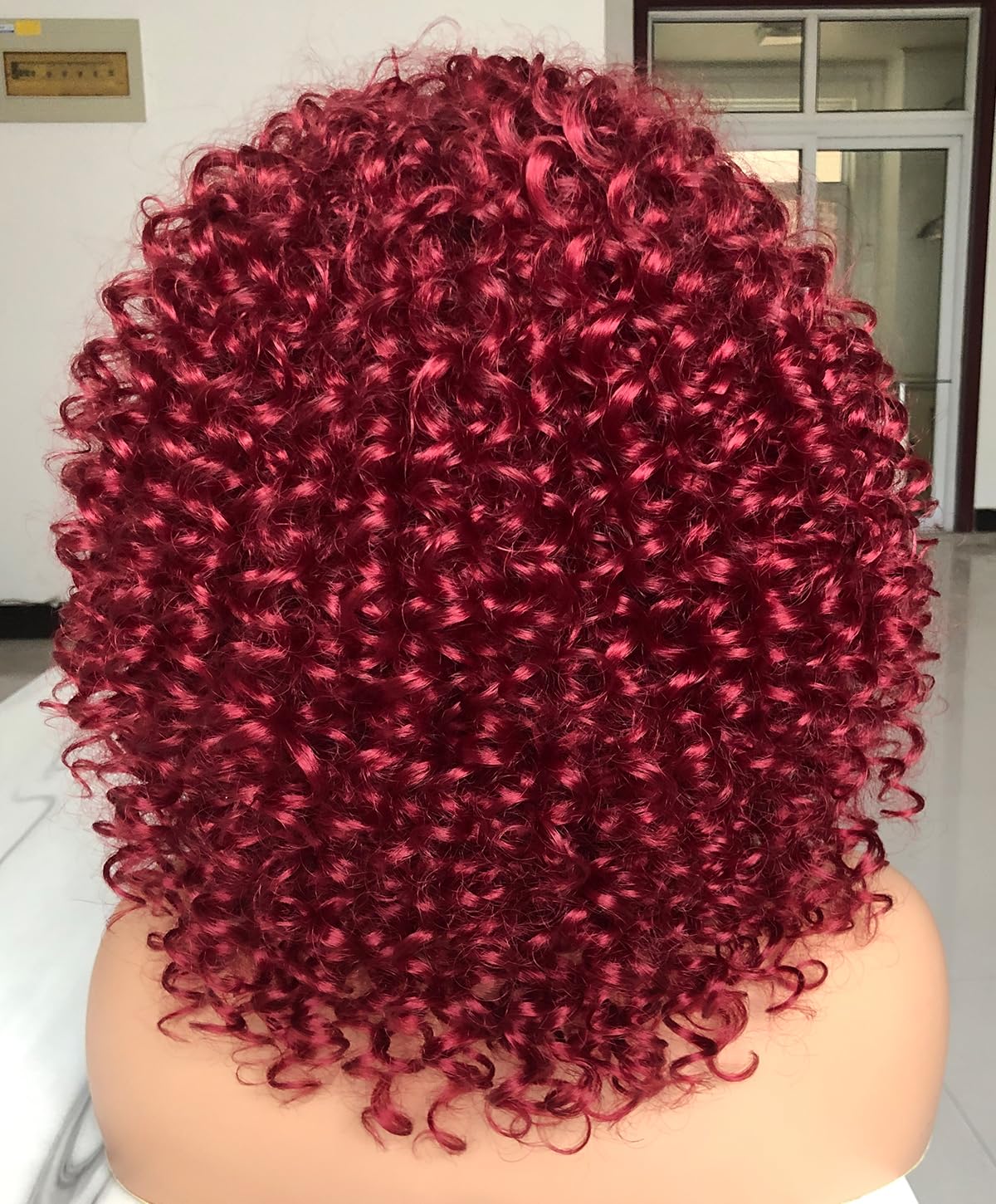 Curly Afro Wigs for Black Women Kinky Curly Wig with Bangs Synthetic Fiber Natural Looking Glueless Hair for Daily Wear