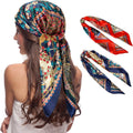 Senker Fashion 2Pcs 35" Silk Head Scarf for Women
