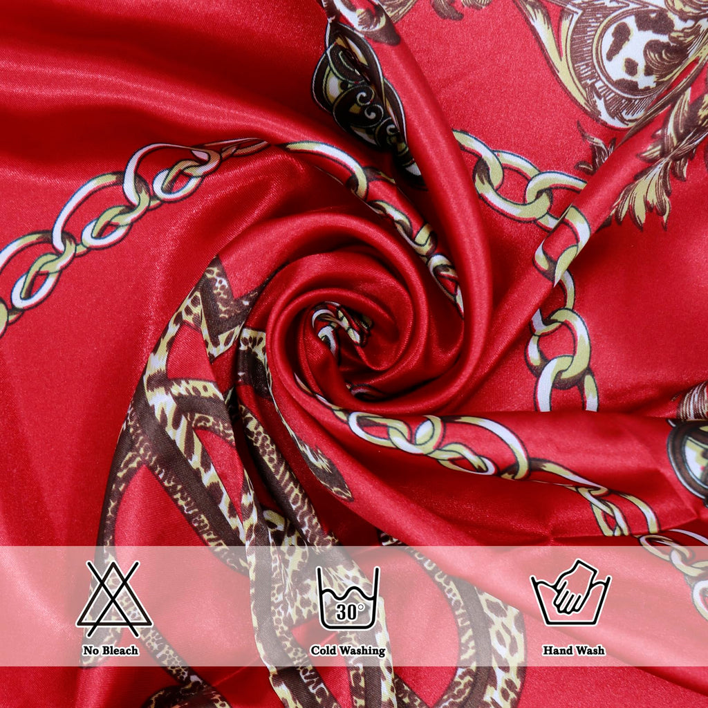 Ciormis 35" Silk Head Scarf for Women, 4 Pcs Satin Hair Scarf Square Silk Bandana Top Neck Scarves Hair Wraps for Sleeping