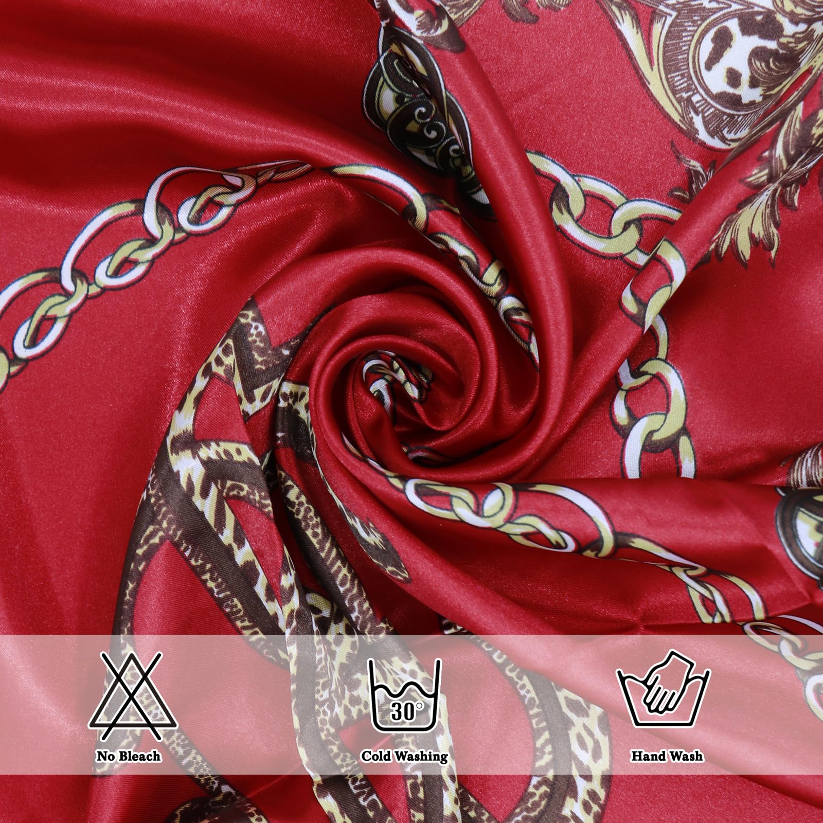 Ciormis 35" Silk Head Scarf for Women, 4 Pcs Satin Hair Scarf Square Silk Bandana Top Neck Scarves Hair Wraps for Sleeping
